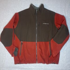 Columbia Titanium Brown Red Full Zip Softshell Jacket Men Outdoor Hiking